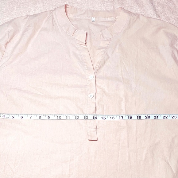 Womens Blouse 5XL Pale Pink 3 Button Front V Neck Long Sleeve Comfortable - Picture 1 of 3